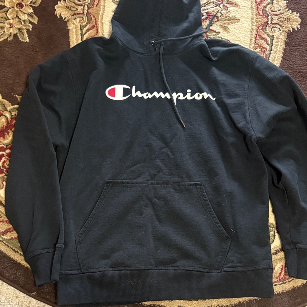 Champion Navy Hoodie with Logo